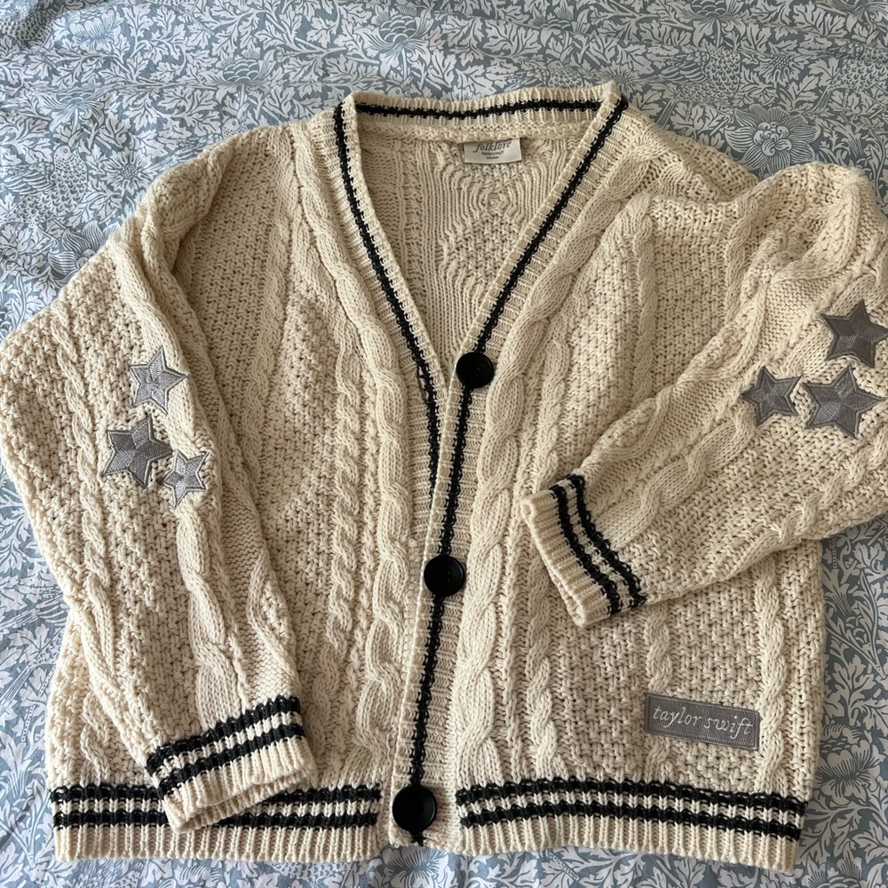 Taylor Swift Folklore cardigan.